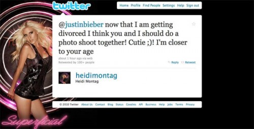 Justin Bieber Heidi Montag Tweet