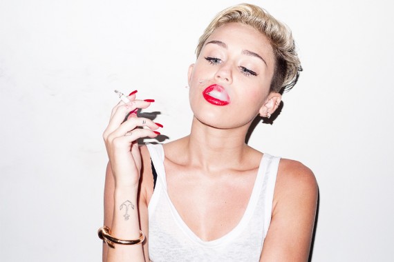 Miley Cyrus: weeds, yes; babies, no. (Terry Richardson)