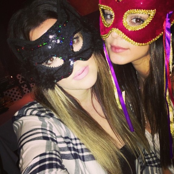 Kendall and sis Khloe Kardashian getting their birthday faces on. (Instagram)