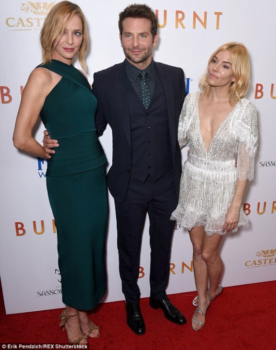Bradley Cooper, Uma Thurman, and Sienna Miller